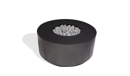 Warming Trends AON 36" Black Powder-Coated Steel Circular Natural Gas Fire Table With Mercury Ignition and U100 CrossFire Brass Burner