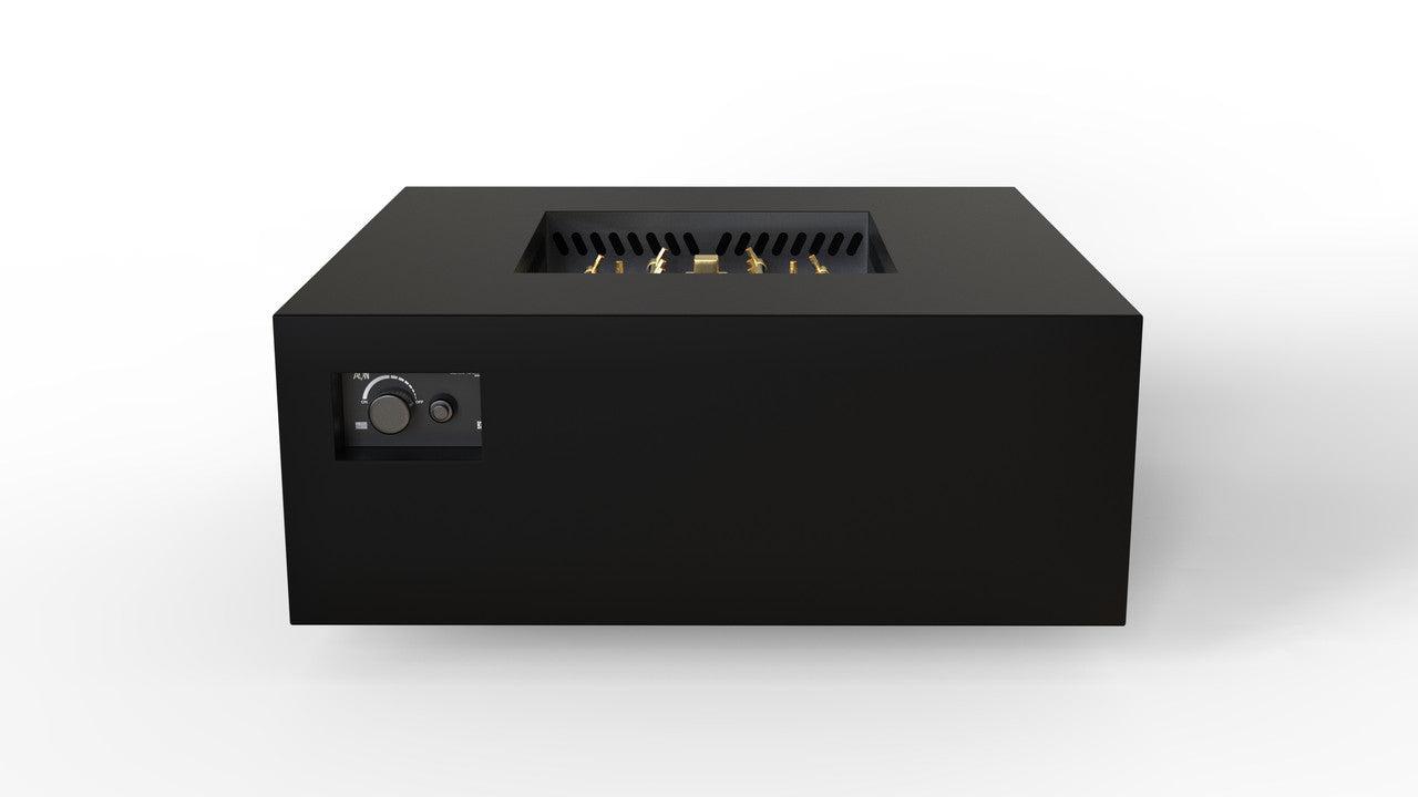 Warming Trends AON 40" Black Powder-Coated Steel Square Liquid Propane Fire Table With Mercury Ignition and U140 CrossFire Brass Burner