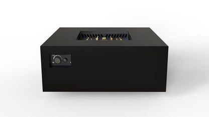 Warming Trends AON 40" Black Powder-Coated Steel Square Liquid Propane Fire Table With Push Button Ignition and U140 CrossFire Brass Burner