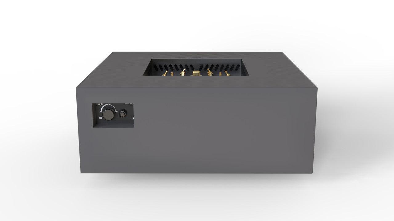 Warming Trends AON 40" Charcoal Powder-Coated Steel Square Liquid Propane Fire Table With Platinum Ignition and U140 CrossFire Brass Burner