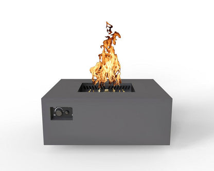 Warming Trends AON 40" Charcoal Powder-Coated Steel Square Liquid Propane Fire Table With Push Button Ignition and U140 CrossFire Brass Burner