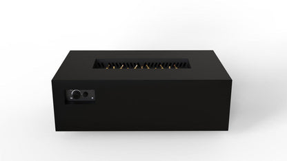Warming Trends AON 48" Black Powder-Coated Steel Rectangular Natural Gas Fire Table With Push Button Ignition and UT170 CrossFire Brass Burner