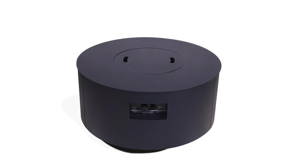 Warming Trends AON 48" Blue Powder-Coated Steel Circular Liquid Propane Fire Table With Push Button Ignition and U180 CrossFire Brass Burner