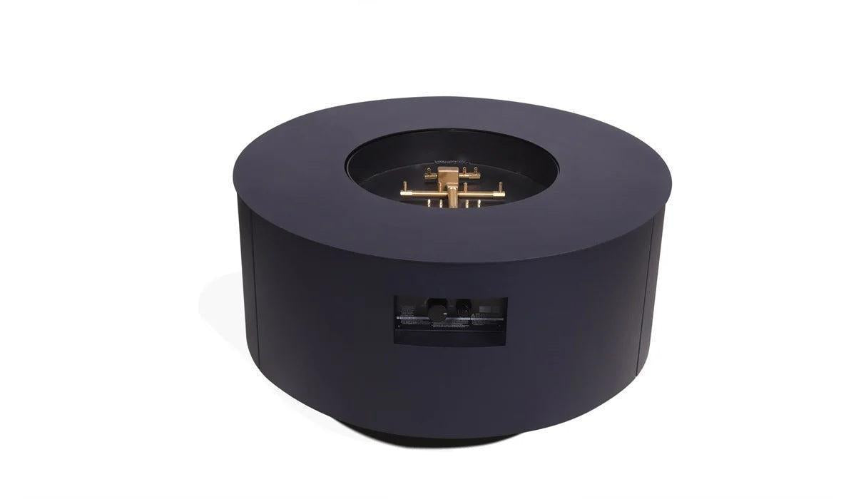 Warming Trends AON 48" Blue Powder-Coated Steel Circular Natural Gas Fire Table With Mercury Ignition and U180 CrossFire Brass Burner