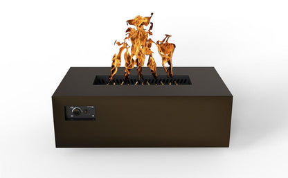 Warming Trends AON 48" Bronze Powder-Coated Steel Rectangular Natural Gas Fire Table With Mercury Ignition and UT170 CrossFire Brass Burner