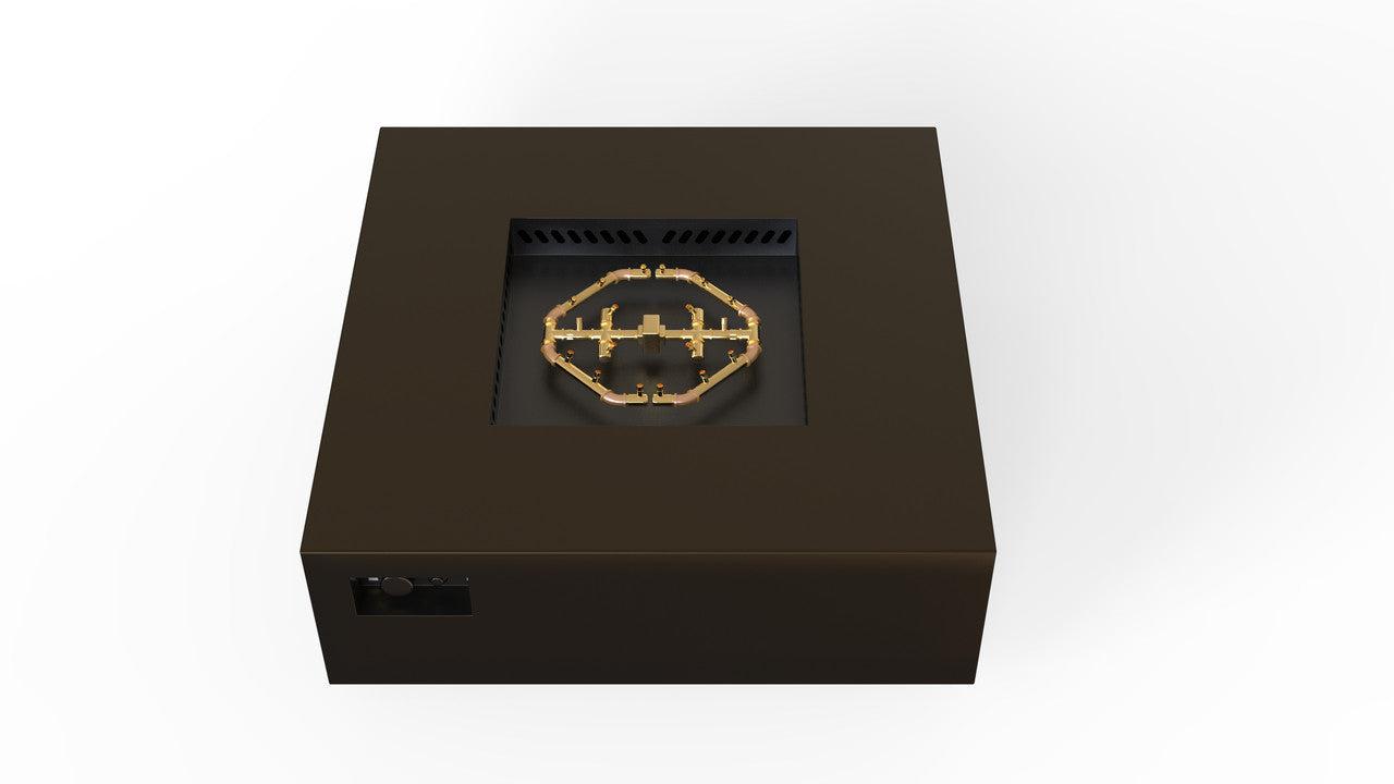 Warming Trends AON 48" Bronze Powder-Coated Steel Square Liquid Propane Fire Table With Platinum Ignition and U180 CrossFire Brass Burner