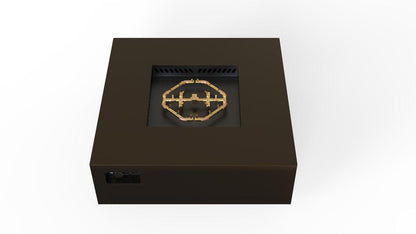 Warming Trends AON 48" Bronze Powder-Coated Steel Square Natural Gas Fire Table With Platinum Ignition and U180 CrossFire Brass Burner