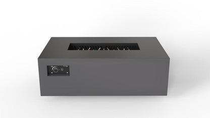 Warming Trends AON 48" Charcoal Powder-Coated Steel Rectangular Liquid Propane Fire Table With Platinum Ignition and UT170 CrossFire Brass Burner