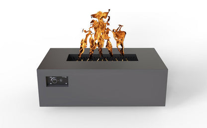 Warming Trends AON 48" Charcoal Powder-Coated Steel Rectangular Liquid Propane Fire Table With Push Button Ignition and UT170 CrossFire Brass Burner