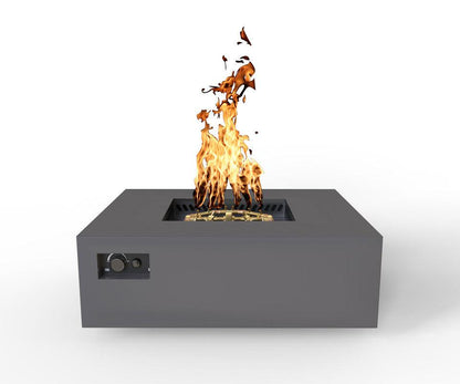Warming Trends AON 48" Charcoal Powder-Coated Steel Square Liquid Propane Fire Table With Platinum Ignition and U180 CrossFire Brass Burner