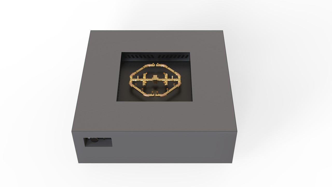 Warming Trends AON 48" Charcoal Powder-Coated Steel Square Natural Gas Fire Table With Push Button Ignition and U180 CrossFire Brass Burner
