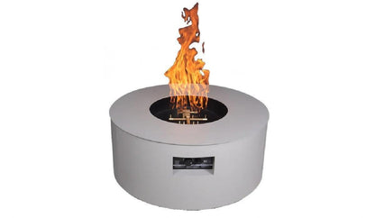 Warming Trends AON 48" Sand Pebble Powder-Coated Steel Circular Liquid Propane Fire Table With Push Button Ignition and U180 CrossFire Brass Burner
