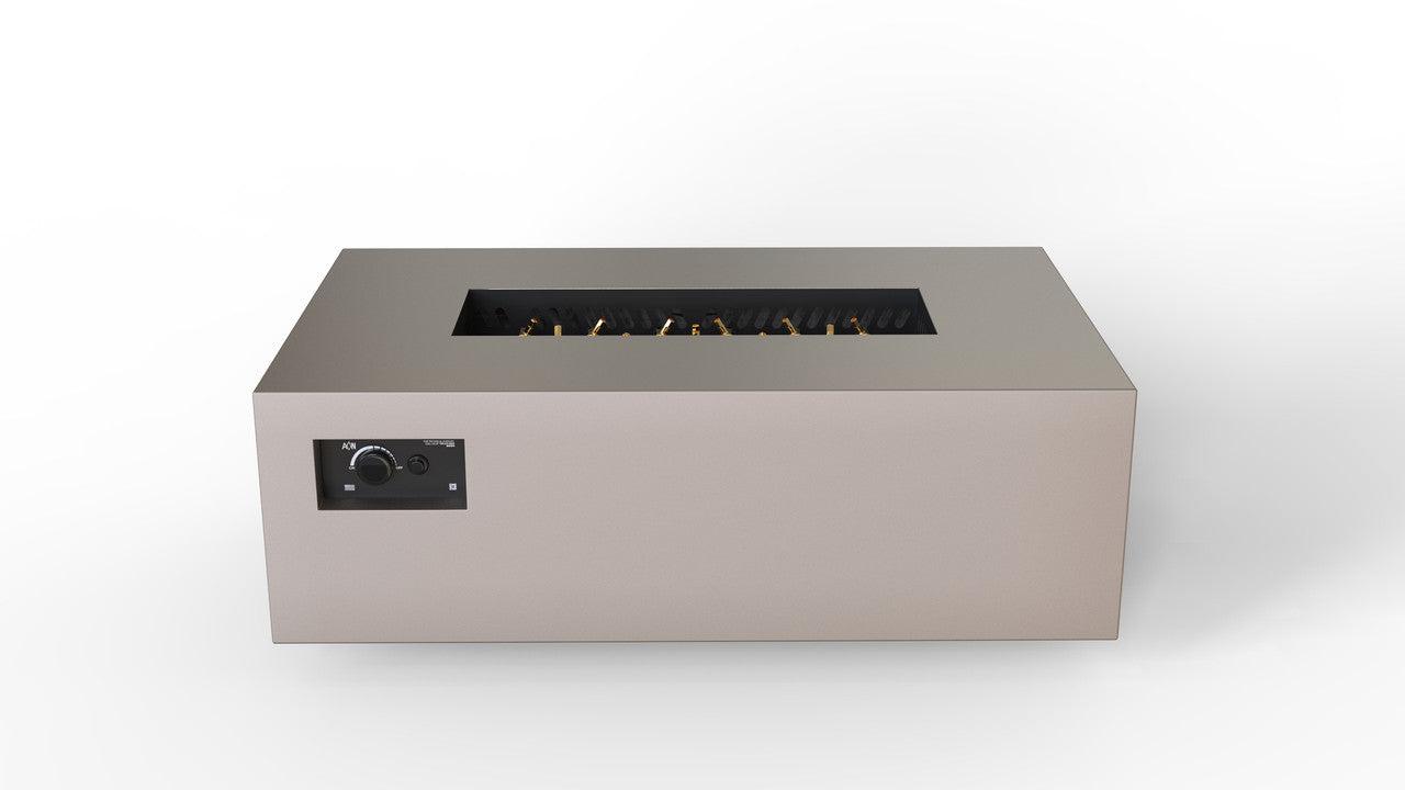 Warming Trends AON 48" Sand Pebble Powder-Coated Steel Rectangular Liquid Propane Fire Table With Mercury Ignition and UT170 CrossFire Brass Burner