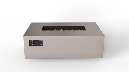 Warming Trends AON 48" Sand Pebble Powder-Coated Steel Rectangular Natural Gas Fire Table With Push Button Ignition and UT170 CrossFire Brass Burner