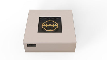 Warming Trends AON 48" Sand Pebble Powder-Coated Steel Square Liquid Propane Fire Table With Mercury Ignition and U180 CrossFire Brass Burner