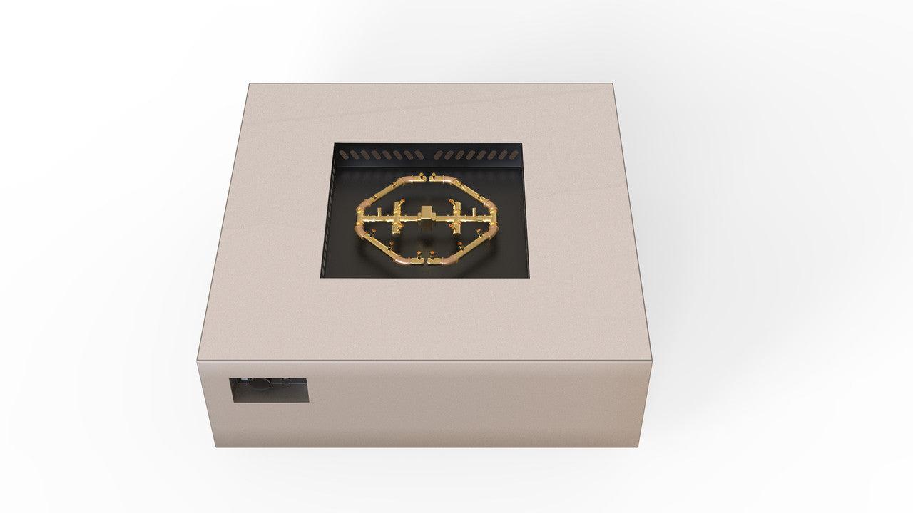 Warming Trends AON 48" Sand Pebble Powder-Coated Steel Square Natural Gas Fire Table With Platinum Ignition and U180 CrossFire Brass Burner