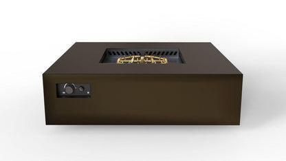 Warming Trends AON 56" Bronze Powder-Coated Steel Square Liquid Propane Fire Table With Platinum Ignition and U240 CrossFire Brass Burner