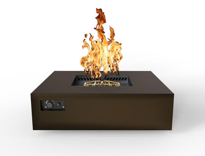 Warming Trends AON 56" Bronze Powder-Coated Steel Square Liquid Propane Fire Table With Platinum Ignition and U240 CrossFire Brass Burner