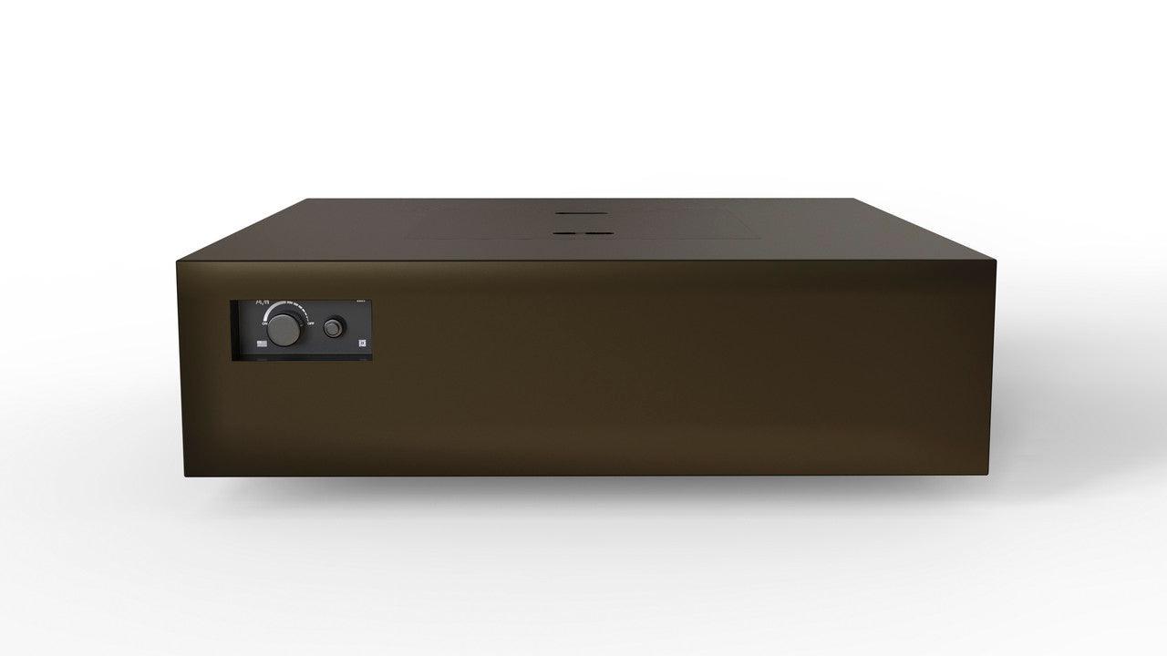 Warming Trends AON 56" Bronze Powder-Coated Steel Square Natural Gas Fire Table With Push Button Ignition and U240 CrossFire Brass Burner