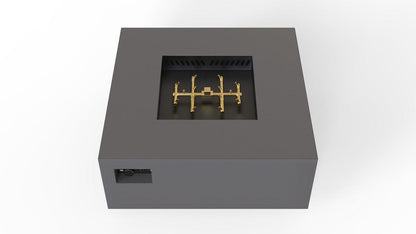 Warming Trends AON 56" Charcoal Powder-Coated Steel Square Liquid Propane Fire Table With Push Button Ignition and U240 CrossFire Brass Burner