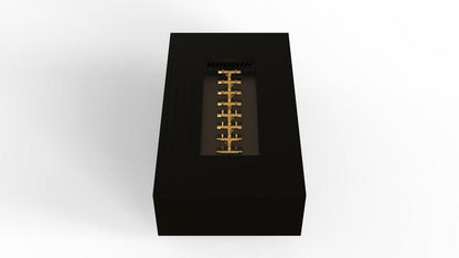 Warming Trends AON 60" Black Powder-Coated Steel Rectangular Liquid Propane Fire Table With Mercury Ignition and UT230 CrossFire Brass Burner