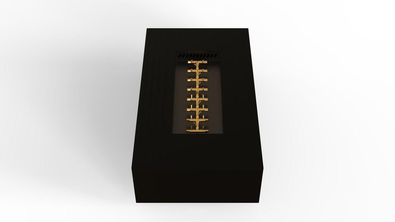 Warming Trends AON 60" Black Powder-Coated Steel Rectangular Liquid Propane Fire Table With Push Button Ignition and UT230 CrossFire Brass Burner