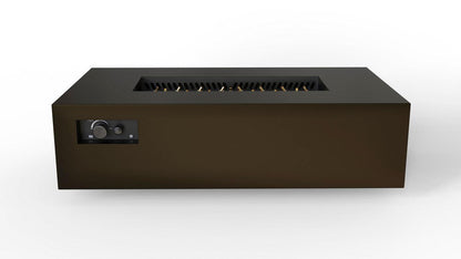 Warming Trends AON 60" Bronze Powder-Coated Steel Rectangular Liquid Propane Fire Table With Push Button Ignition and UT230 CrossFire Brass Burner