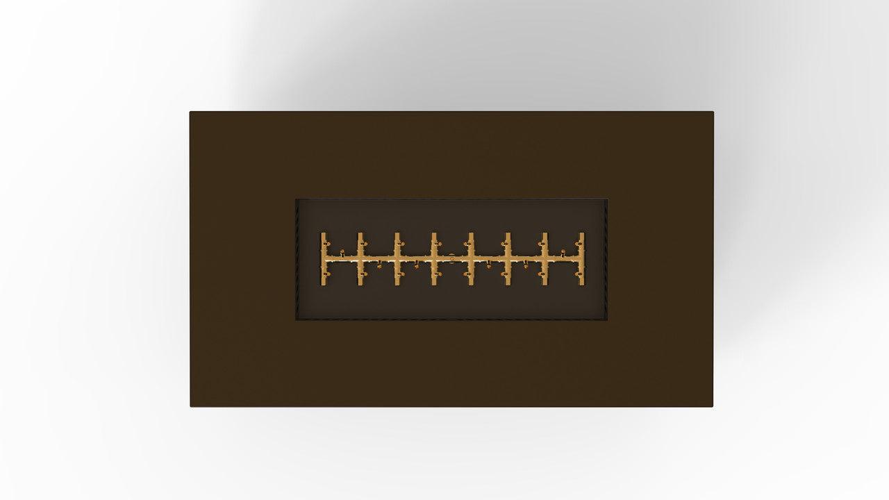 Warming Trends AON 60" Bronze Powder-Coated Steel Rectangular Liquid Propane Fire Table With Push Button Ignition and UT230 CrossFire Brass Burner