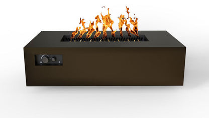 Warming Trends AON 60" Bronze Powder-Coated Steel Rectangular Natural Gas Fire Table With Platinum Ignition and UT230 CrossFire Brass Burner