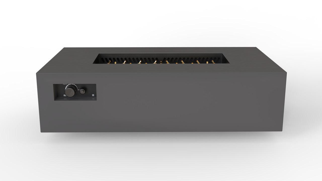 Warming Trends AON 60" Charcoal Powder-Coated Steel Rectangular Liquid Propane Fire Table With Platinum Ignition and UT230 CrossFire Brass Burner