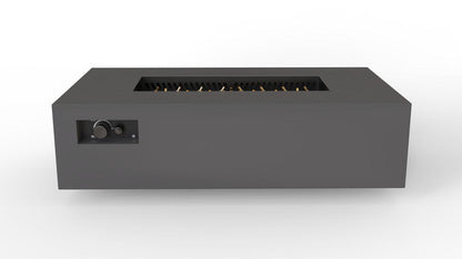 Warming Trends AON 60" Charcoal Powder-Coated Steel Rectangular Liquid Propane Fire Table With Platinum Ignition and UT230 CrossFire Brass Burner