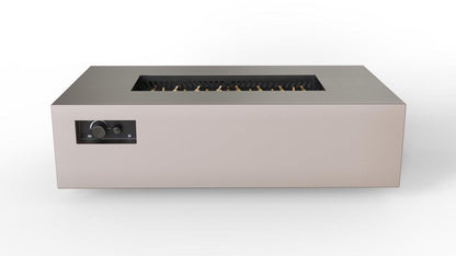 Warming Trends AON 60" Sand Pebble Powder-Coated Steel Rectangular Liquid Propane Fire Table With Mercury Ignition and UT230 CrossFire Brass Burner