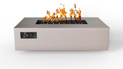 Warming Trends AON 60" Sand Pebble Powder-Coated Steel Rectangular Natural Gas Fire Table With Mercury Ignition and UT230 CrossFire Brass Burner