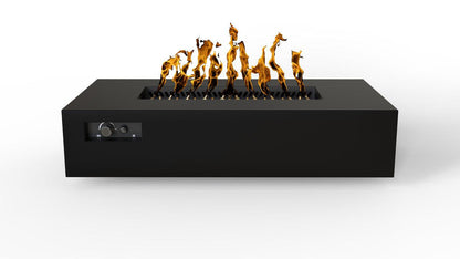 Warming Trends AON 72" Black Powder-Coated Steel Rectangular Liquid Propane Fire Table With Mercury Ignition and UT290 CrossFire Brass Burner