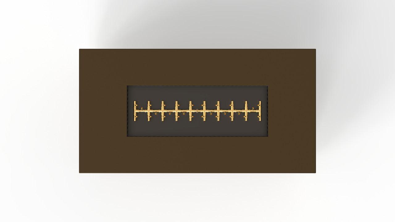 Warming Trends AON 72" Bronze Powder-Coated Steel Rectangular Liquid Propane Fire Table With Push Button Ignition and UT290 CrossFire Brass Burner