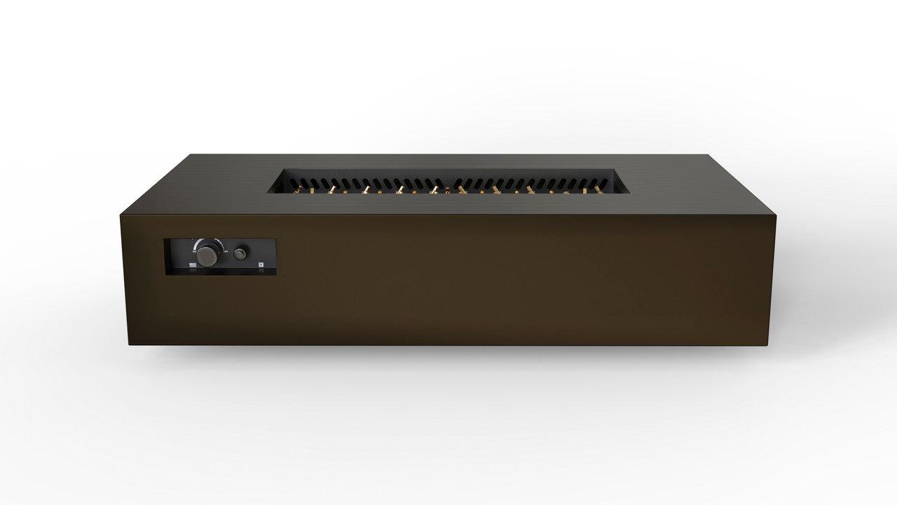 Warming Trends AON 72" Bronze Powder-Coated Steel Rectangular Natural Gas Fire Table With Platinum Ignition and UT290 CrossFire Brass Burner
