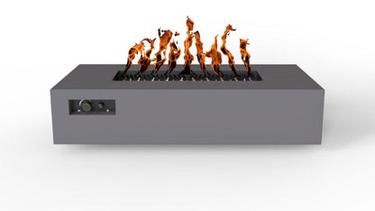 Warming Trends AON 72" Charcoal Powder-Coated Steel Rectangular Liquid Propane Fire Table With Mercury Ignition and UT290 CrossFire Brass Burner