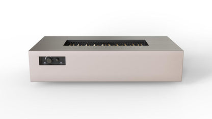 Warming Trends AON 72" Sand Pebble Powder-Coated Steel Rectangular Liquid Propane Fire Table With Platinum Ignition and UT290 CrossFire Brass Burner