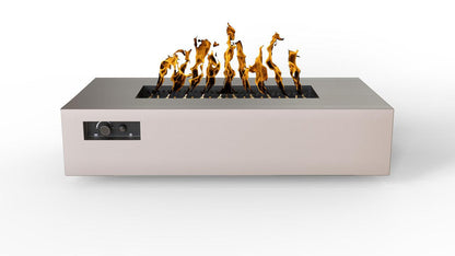 Warming Trends AON 72" Sand Pebble Powder-Coated Steel Rectangular Liquid Propane Fire Table With Push Button Ignition and UT290 CrossFire Brass Burner