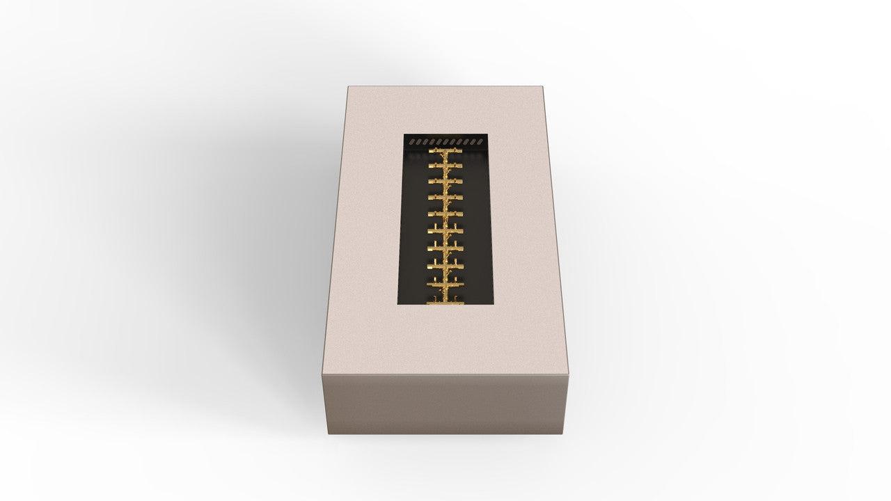 Warming Trends AON 72" Sand Pebble Powder-Coated Steel Rectangular Natural Gas Fire Table With Mercury Ignition and UT290 CrossFire Brass Burner
