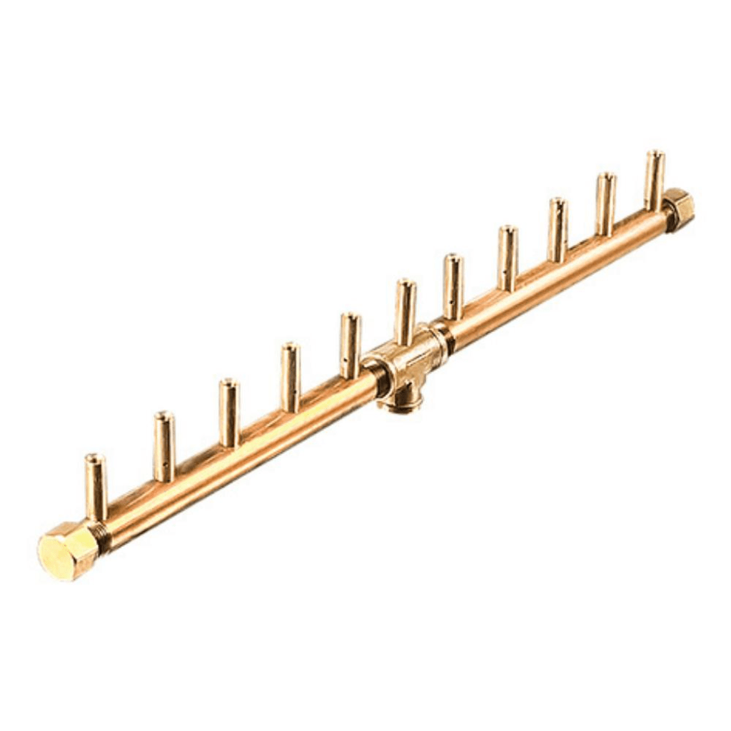 Warming Trends CFBL130 Linear Crossfire Brass Burner with 32'' x 8'' Plate  and 3'/4'' Flex Line Kit