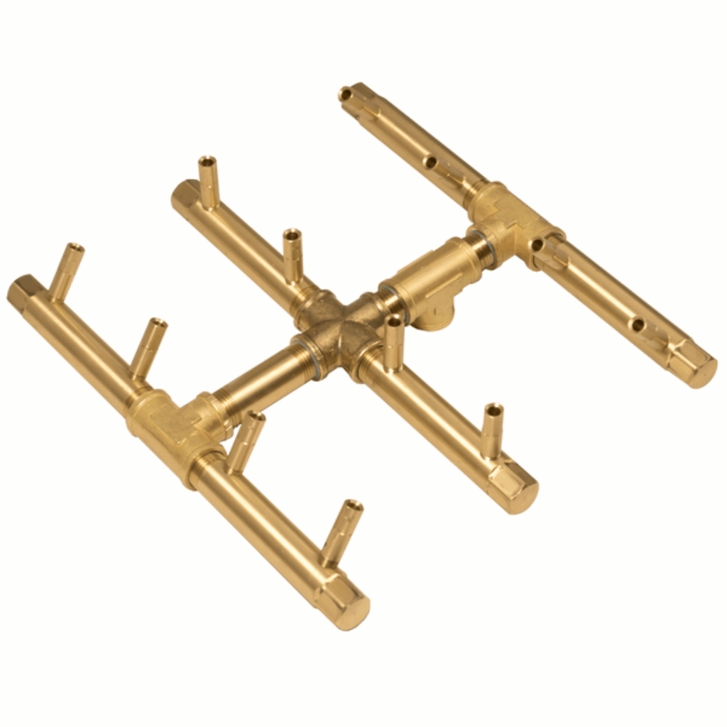 Warming Trends CFBST120 Square Tree - Style Crossfire Brass Burner with 3/4" Flex Line Kit
