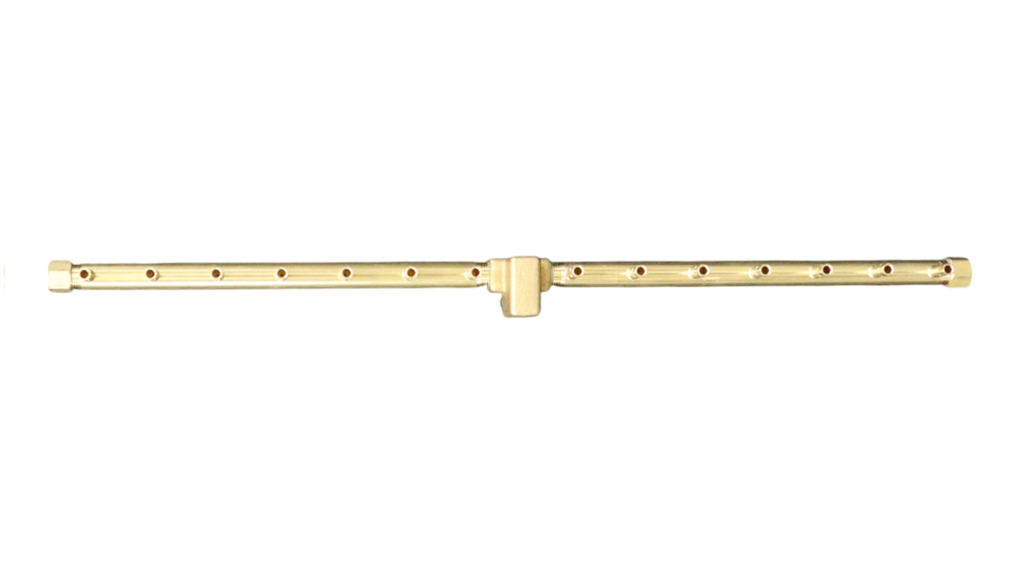 Warming Trends Linear 30" 150K BTU Universal Crossfire 2.0 Brass Burner With 38" x 8" Rectangle Plate and Flex Line Kit