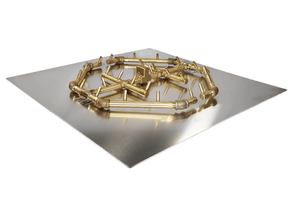 Warming Trends Octagonal CFBO280 280K BTU Liquid Propane Crossfire Brass Burner With Waterstop, 30" Square Plate & Double Flex Line Kit