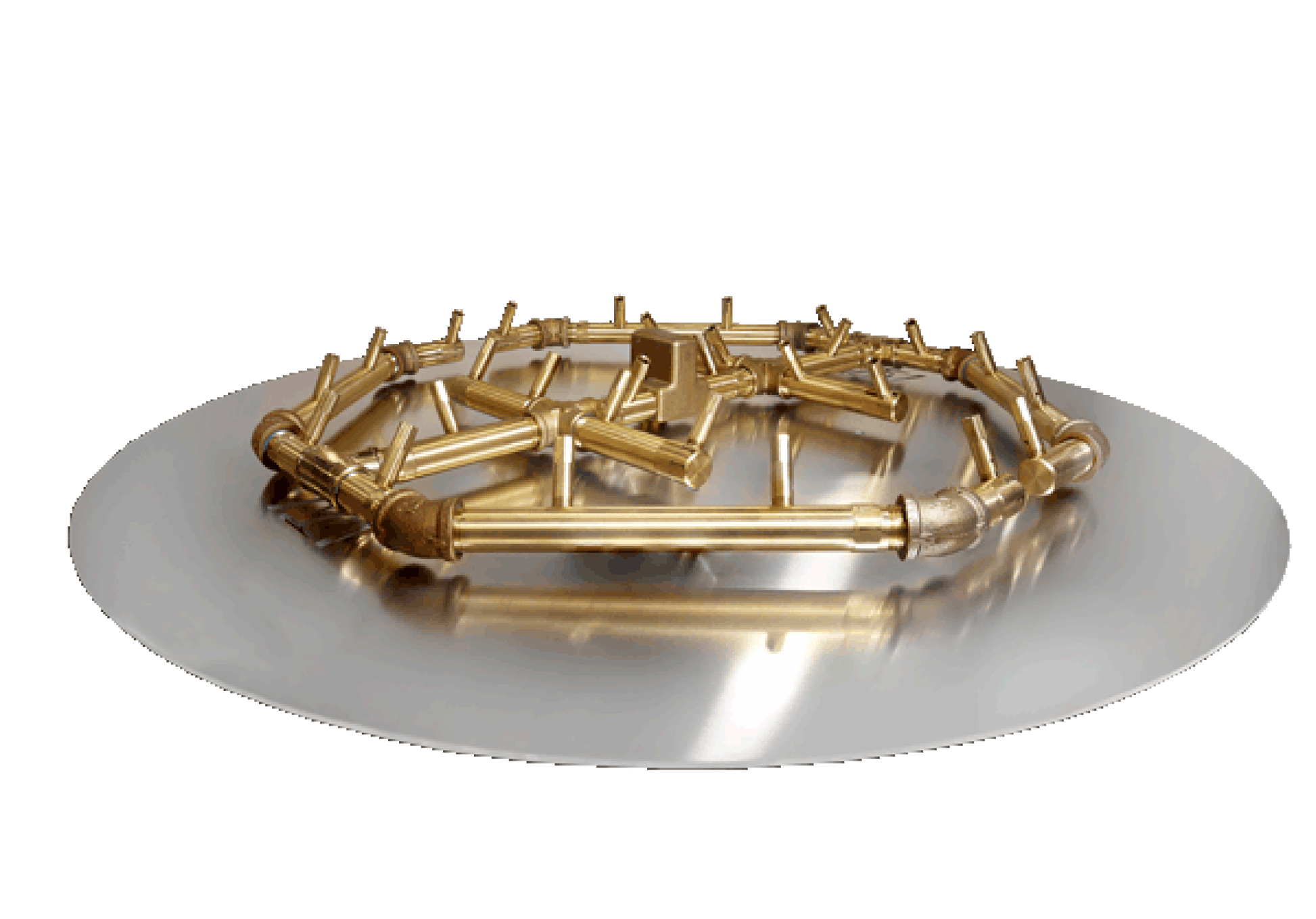 Warming Trends Octagonal CFBO280 280K BTU Liquid Propane Crossfire Brass Burner With Waterstop, 30" Square Plate & Double Flex Line Kit