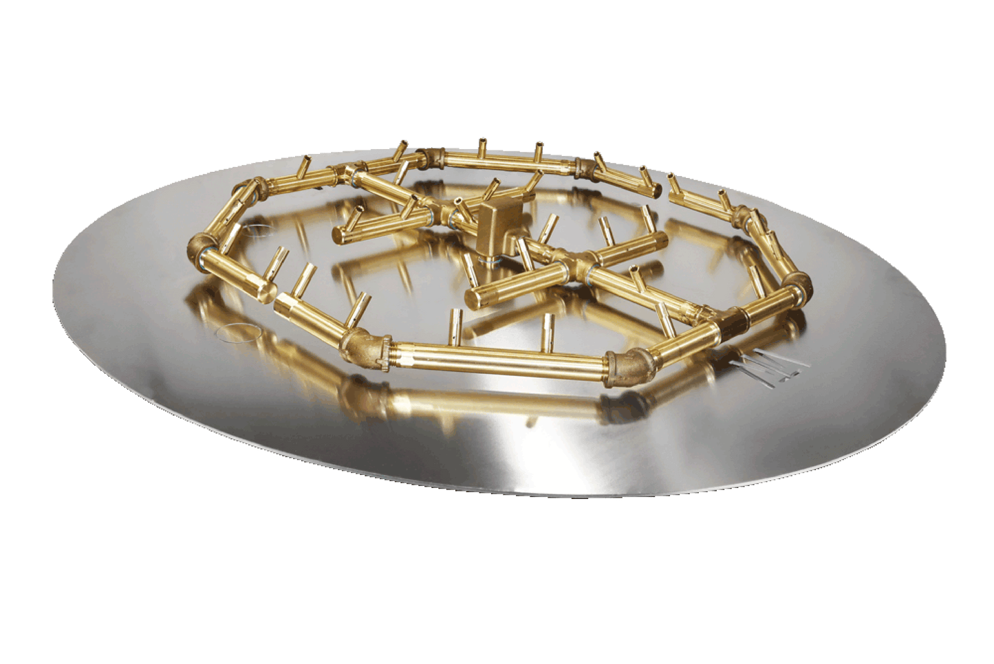 Warming Trends Octagonal CFBO320 320K BTU Liquid Propane Crossfire Brass Burner With Waterstop, 36" Square Plate & Double Flex Line Kit