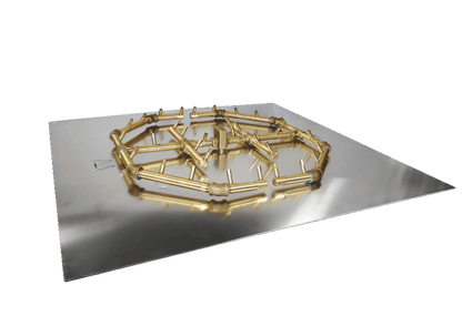 Warming Trends Octagonal CFBO320 320K BTU Liquid Propane Crossfire Brass Burner With Waterstop, 36" Square Plate & Double Flex Line Kit