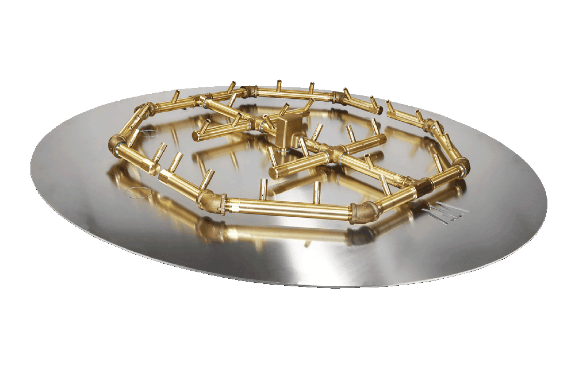 Warming Trends Octagonal CFBO320 320K BTU Liquid Propane Crossfire Brass Burner With Waterstop, 36" Square Plate & Double Flex Line Kit