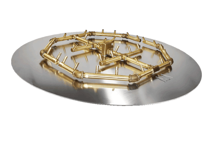 Warming Trends Octagonal CFBO320 320K BTU Liquid Propane Crossfire Brass Burner With Waterstop, 36" Square Plate & Double Flex Line Kit