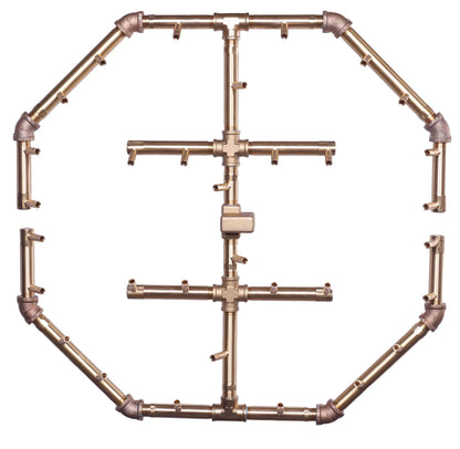 Warming Trends Octagonal CFBO320 320K BTU Liquid Propane Crossfire Brass Burner With Waterstop, 36" Square Plate & Double Flex Line Kit